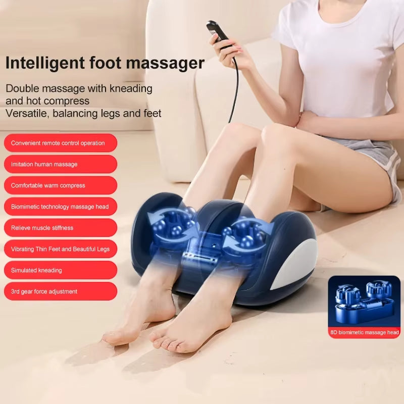 Super Big Electric Foot Leg Massager Deep Tissue Shiatsu Kneading Relax Heated Roller Calf Relieve Stress Care Foot Machine Tool